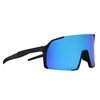 POP EYES Sport Sonnenbrille EDDY Black Ocean Blue – vielseitige Sportbrille mit Wechselgläsern in seitlicher Ansicht, ideal für Radfahren und Outdoor-Sport