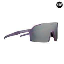 Kinder Sonnenbrille POP EYES EDDY Kids Purple Silver – leichte Sport Sonnenbrille für Kinder in seitlicher Ansicht, ideal für Outdoor-Sport und Radfahren

