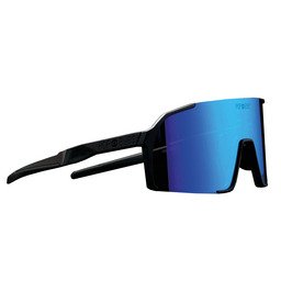 POP EYES Sport Sonnenbrille EDDY Black Ocean Blue – vielseitige Sportbrille mit Wechselgläsern in seitlicher Ansicht, ideal für Radfahren und Outdoor-Sport
