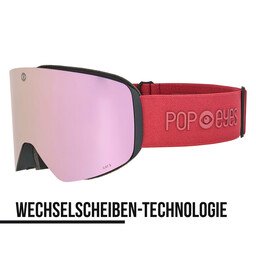 Ski goggles JAMIE Deep Red – men’s & women’s ski goggles with magnetic interchangeable lens and pink lens | POP EYES