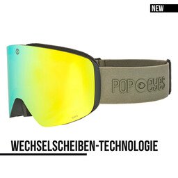 Skibrille JAMIE Golden Green – neue Skibrille Herren mit magnetischem Wechselsystem und goldener Linse | POP EYES