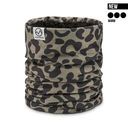 POPHEAD Neckwarmer JOSIE Leo Army Green – warmer Fleece-Schlauchschal mit kuscheligem Teddyfutter für kalte Wintertage
