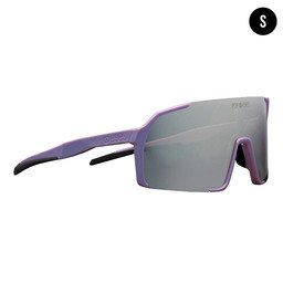 POP EYES Sport Sonnenbrille EDDY Small Purple Silver – kleinere Sportbrille für Damen und schmalere Gesichter mit Wechselgläsern in seitlicher Ansicht
