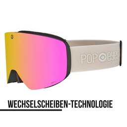Ski goggles JAMIE Beige Glow – new ski goggles with magnetic interchangeable lens system and pink lens | POP EYES
