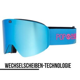 Skibrille JAMIE Neon Blue – neue Skibrille Damen & Herren mit magnetischem Wechselsystem und blauer Linse | POP EYES