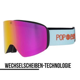 JAMIE Skibrille Roses, halbseitig, mintfarbenes Design mit Blumen, Wechselglas, ideal für Damen und Herren | POP EYES
