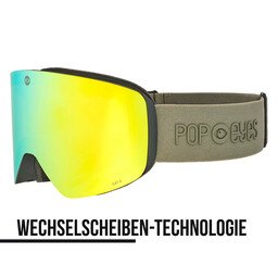 Men’s ski goggles JAMIE Golden Green – new ski goggles with magnetic interchangeable lens system and gold lens | POP EYES