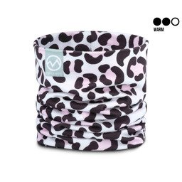 POPHEAD Neckwarmer JULIE Leo White Pink – doppellagiger Fleece-Neckwarmer im Leo-Print Weiß-Rosa, warm, cozy und stylisch
