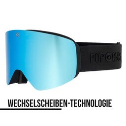 Skibrille JAMIE All Black – neue Skibrille Herren mit magnetischem Wechselsystem und blauer Linse | POP EYES