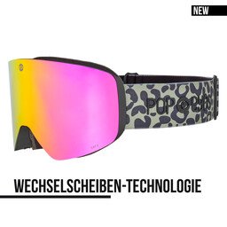 Skibrille JAMIE Leo Green Olive – neue Skibrille mit magnetischem Wechselsystem und pinker Linse | POP EYES