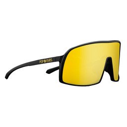 POP EYES Sonnenbrille FRED Black Sunset Gold – stylische Lifestyle- und Sportsonnenbrille in seitlicher Ansicht, ideal für Alltag und Outdoor-Aktivitäten