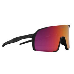 POP EYES Sport Sonnenbrille EDDY Black Sunset Red – vielseitige Sportbrille mit Wechselgläsern in seitlicher Ansicht, ideal für Radfahren und Outdoor-Sport
