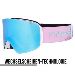 im Sale: JAMIE Skibrille – Let it Bloom in Rosa und Hellblau, halbseitig, mit Wechselglas, ideal für Damen und Brillenträger | POP EYES