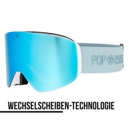 JAMIE Skibrille All Mint, halbseitig, mintfarbene Scheibe und einfärbiges Band, Wechselglas, Skibrille für schlechte Sicht. OTG | POP EYES