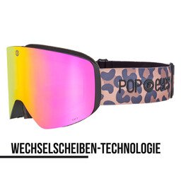 Ski goggles JAMIE Leo Brown Desert – magnetic interchangeable lens ski goggles with pink lens | POP EYES