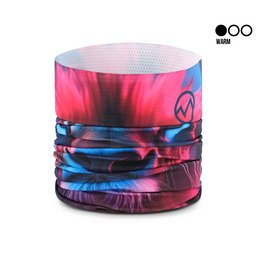 POPHEAD Neckwarmer JODY Wild Lion – ultraleichter Mesh-Neckwarmer mit neon Rot-Blau Löwenmotiv, Cooling Level 1/3, atmungsaktiv & schnelltrocknend
