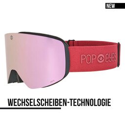 Skibrille JAMIE Deep Red – neue Skibrille mit magnetischem Wechselsystem und rosafarbener Linse | POP EYES