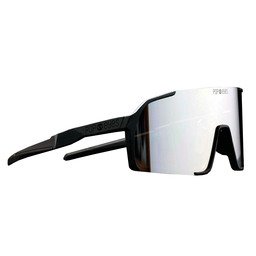 POP EYES Sport Sonnenbrille EDDY Silver Star – vielseitige Sportbrille mit Wechselgläsern in seitlicher Ansicht, ideal für Radfahren und Outdoor-Sport
