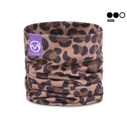 POPHEAD Neckwarmer JULIE Leo Brown – doppellagiger Fleece-Neckwarmer im braunen Leo-Print, mittelwarm, cozy & stylisch
