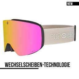 Skibrille JAMIE Beige Glow – neue Skibrille mit magnetischem Wechselsystem und pinker Linse | POP EYES