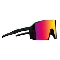 POP EYES Sport Sonnenbrille EDDY Black Sunset Red – vielseitige Sportbrille mit Wechselgläsern in seitlicher Ansicht, ideal für Radfahren und Outdoor-Sport
