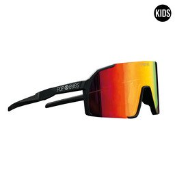 Kinder Sonnenbrille POP EYES EDDY Kids Black Rainbow – leichte Sport Sonnenbrille für Kinder in seitlicher Ansicht, ideal für Outdoor-Sport und Radfahren
