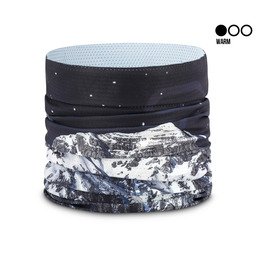 POPHEAD Neckwarmer JODY Winter Night – ultraleichter Mesh-Neckwarmer mit schwarz-weiß Bergmotiv bei Nacht, Cooling Level 1/3, atmungsaktiv & schnelltrocknend
