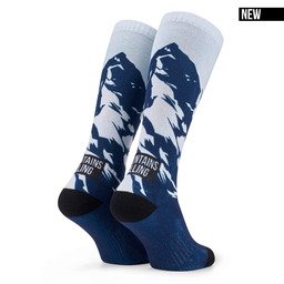 POPTOES ski socks JOHN Mountains Calling Black – warm mountain print ski socks made of soft cotton | NEW