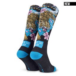 POPTOES ski socks JOHN Après Ski Club Tiger – black ski socks with tiger print made of soft cotton | NEW