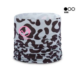 POPHEAD Neckwarmer JODY Leo Grey – ultraleichter, atmungsaktiver Mesh-Neckwarmer im grauen Leo-Print, Cooling Level 1/3
