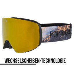 JAMIE Skibrille – Solid Gold, halbseitig, mit gold verspiegelter Scheibe, Wechselglas, ideal für Damen und Herren.
