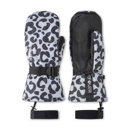 POPWEAR ski gloves MARLEY Leo Grey – mittens with genuine leather palm, Thinsulate™ insulation and windproof membrane 