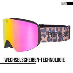 Skibrille JAMIE Leo Brown Desert – neue Skibrille mit magnetischem Wechselsystem und pinker Linse | POP EYES