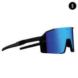 POP EYES Sport Sonnenbrille EDDY Small Black Ocean Blue – kleinere Sportbrille für Damen und schmalere Gesichter mit Wechselgläsern in seitlicher Ansicht
