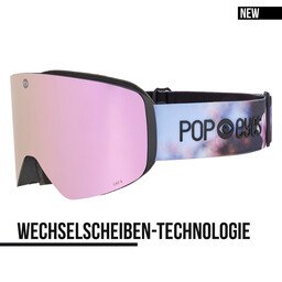 Skibrille JAMIE Floral Sky – neue Skibrille Damen und Herren mit magnetischem Wechselsystem und rosafarbener Linse | POP EYES