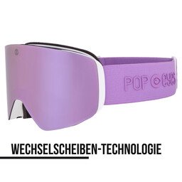 JAMIE Skibrille Soft Purple, halbseitig, lila Scheibe und einfärbig lilafarbenes Band, Wechselglas, ideal für Skibrille schlechte Sicht.