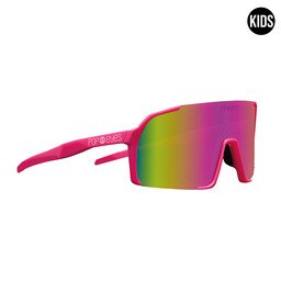 Kinder Sonnenbrille POP EYES EDDY Kids Pink – leichte Sport Sonnenbrille für Kinder in seitlicher Ansicht, ideal für Outdoor-Sport und Radfahren
