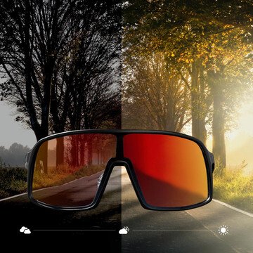 FRED Sport Sonnenbrille Black mit sichtbarem photochromatischen Effekt – passt sich automatisch dem Licht an.