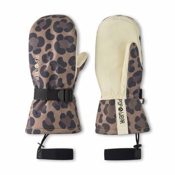 POPWEAR ski gloves MARLEY Leo Brown – mittens with genuine leather palm, Thinsulate™ insulation and waterproof membrane 