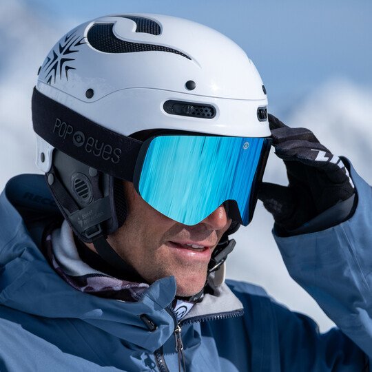 Skibrille JAMIE All Black – Herren Skibrille mit blauer Scheibe und schlichtem Design | POP EYES