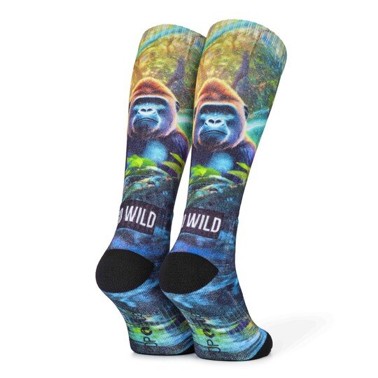 POPTOES ski socks JOHN Go Wild – wild print cotton ski socks, rear view
