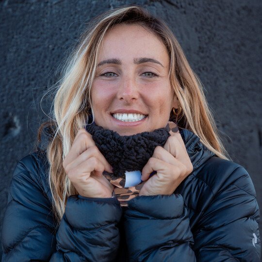 POPHEAD neckwarmer JOSIE Leo Brown – cozy teddy fleece lining for maximum comfort and warmth